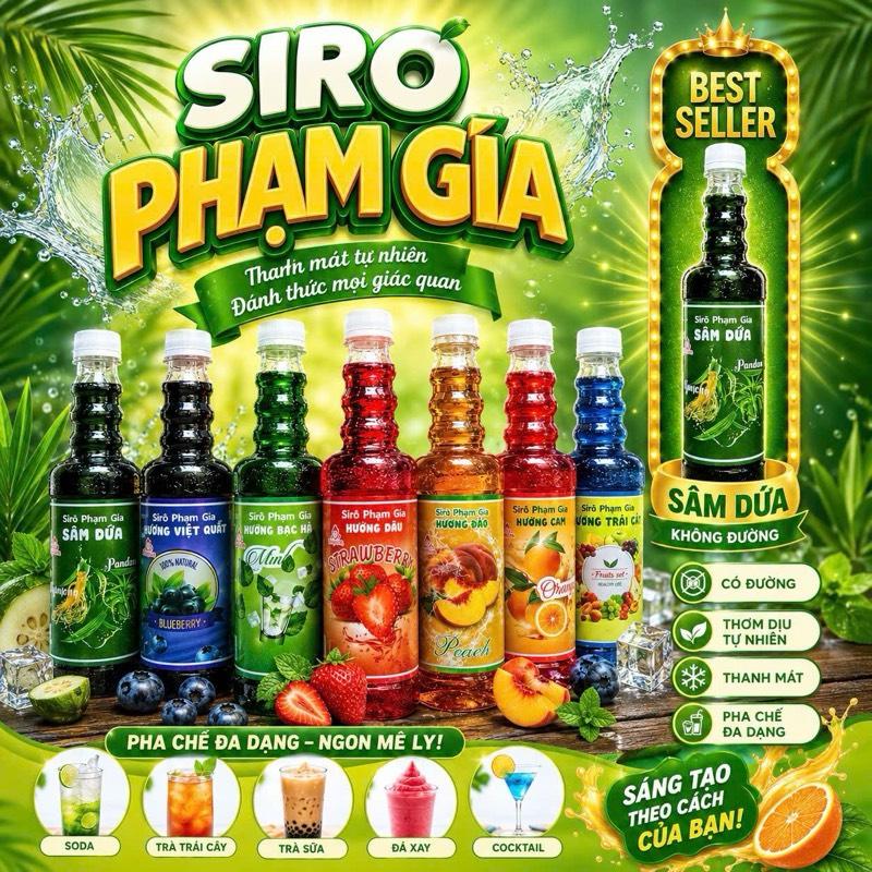 SIRO PHẠM GIA 400ml- Siro Soda, Siro Pha Trà Sữa, Siro Sâm Dứa Sữa, Siro Đá…