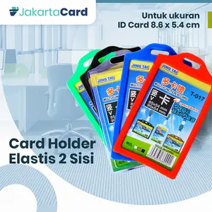 Frame Casing Tempat ID Card Holder Elastis Bening Potrait 2 Muka