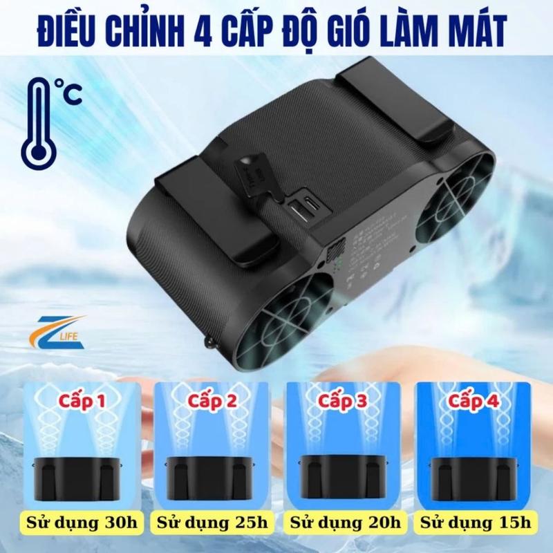 Quạt Đeo Thắt Lưng - Đeo Cổ Zlife Z11 30000mAh - Quạt Điều Hòa Tích Điện Dùng 30H Kèm Sạc Dự Phòng 3