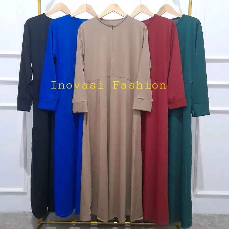 Gamis Jersey Polos Premium Bahan Adem Melar Busui Ada Sakunya Buat BB 50-90 kg 0