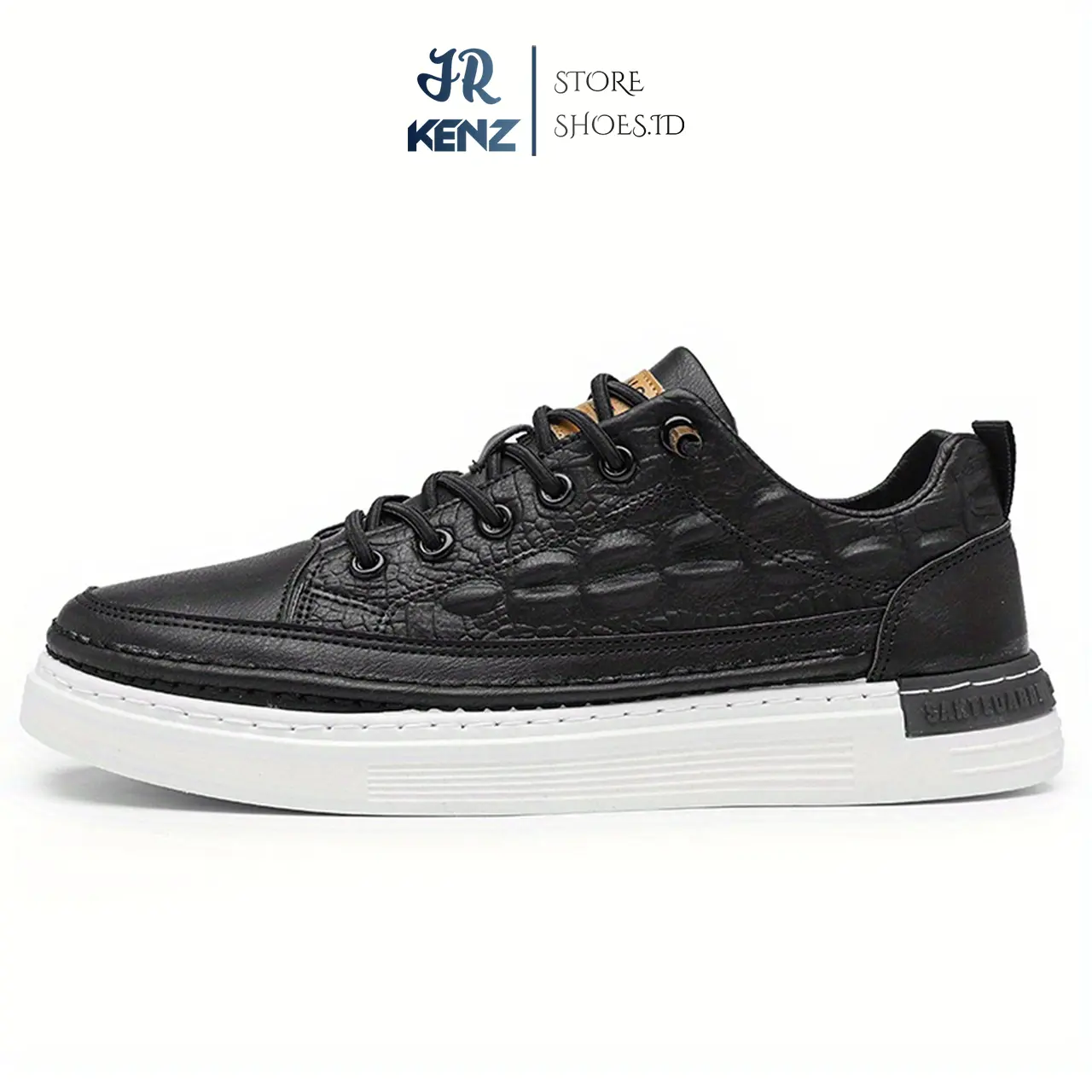 Sepatu Hitam Pria Motif Bintik Kulit Crocodile Kulit Sintetis TPR anti slip ringan empuk sepatu cowok hitam keren nyaman dikaki