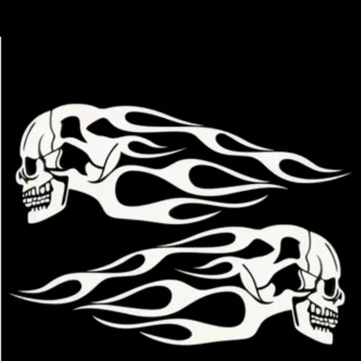 stiker cutting satu set tengkorak api untuk motor car Motorcycle 0