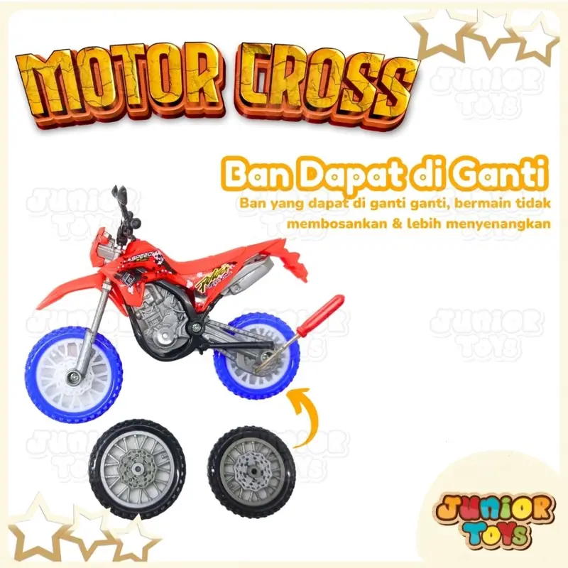 Mainan Motor Cross Anak Mini Trail Motoran Obeng DIY Ganti Ban Finger Bike Toys 1