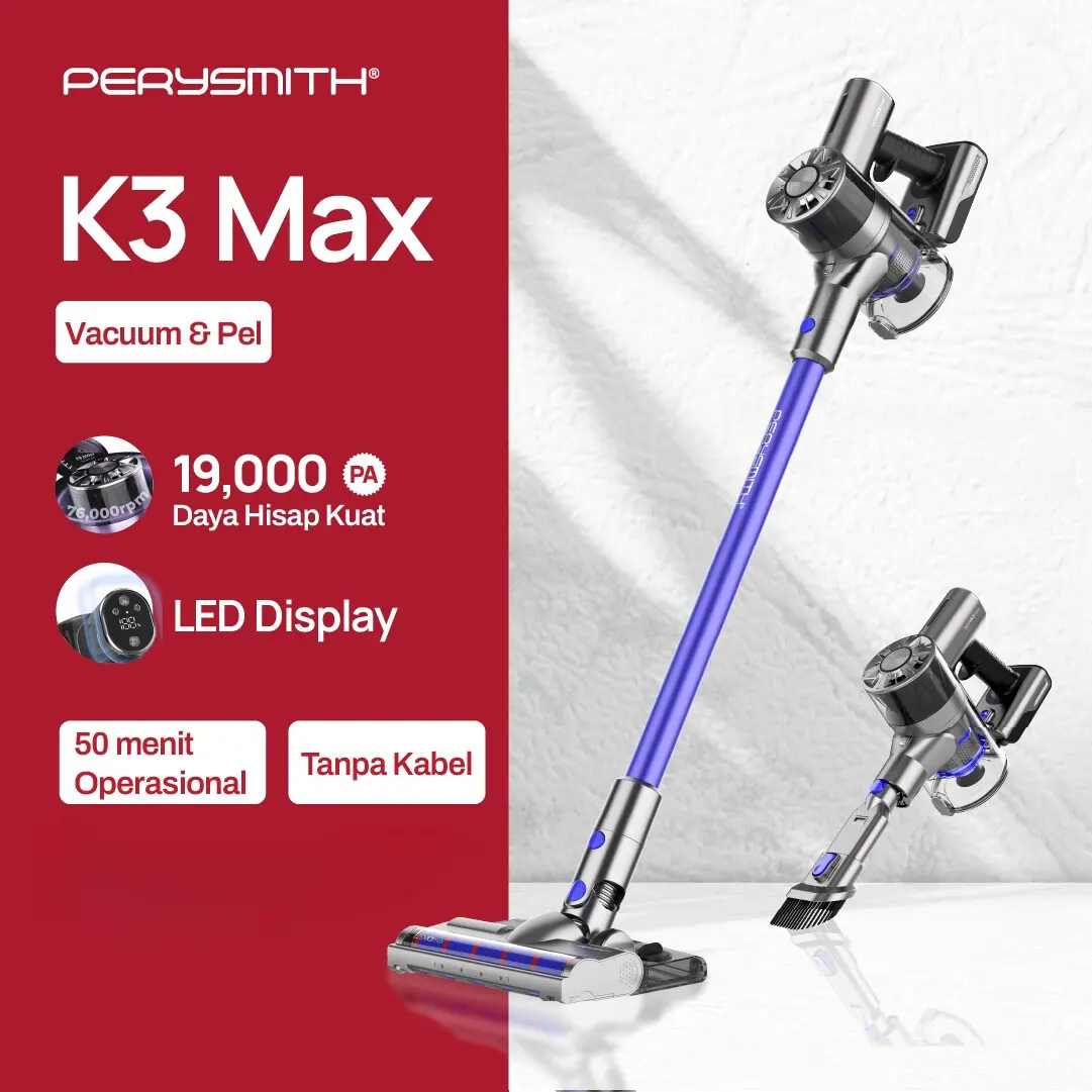 PerySmith K3 MAX Cordless Vacuum Cleaner Home Penyedot Debu Tanpa Kabel Wireless Pembersih Debu Handheld Vacum Cleaner Portable