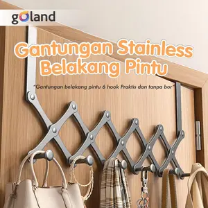 Goland Gantungan Baju Belakang Pintu Dinding 6 Hook Modern Besi Anti Karat Besi