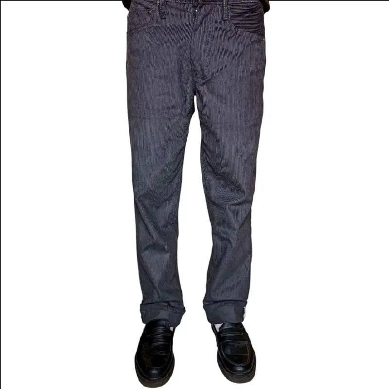 CELANA CORDUROY PANJANG STRECH REGULAR DARK GREY & ARMY [ Motif Selvedge ] 4