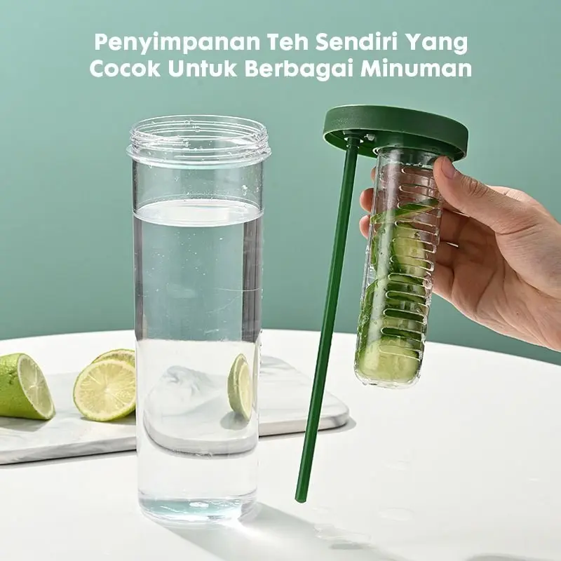 Botol Minum Infused Water 780ml Dengan Sedotan Lipat Tumbler Minuman Buah Segar 1