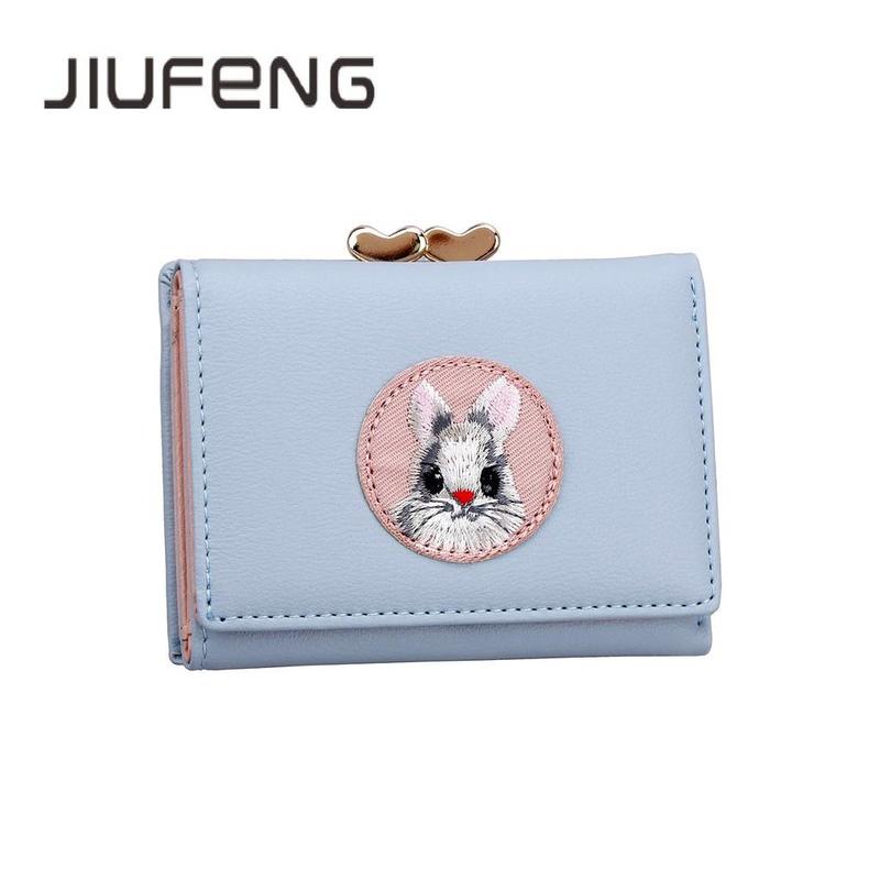 JIUFENG Dompet Pendek Wanita Dompet Serbaguna Hewan Bordir Billfold Pemegang Kartu Kredit 5