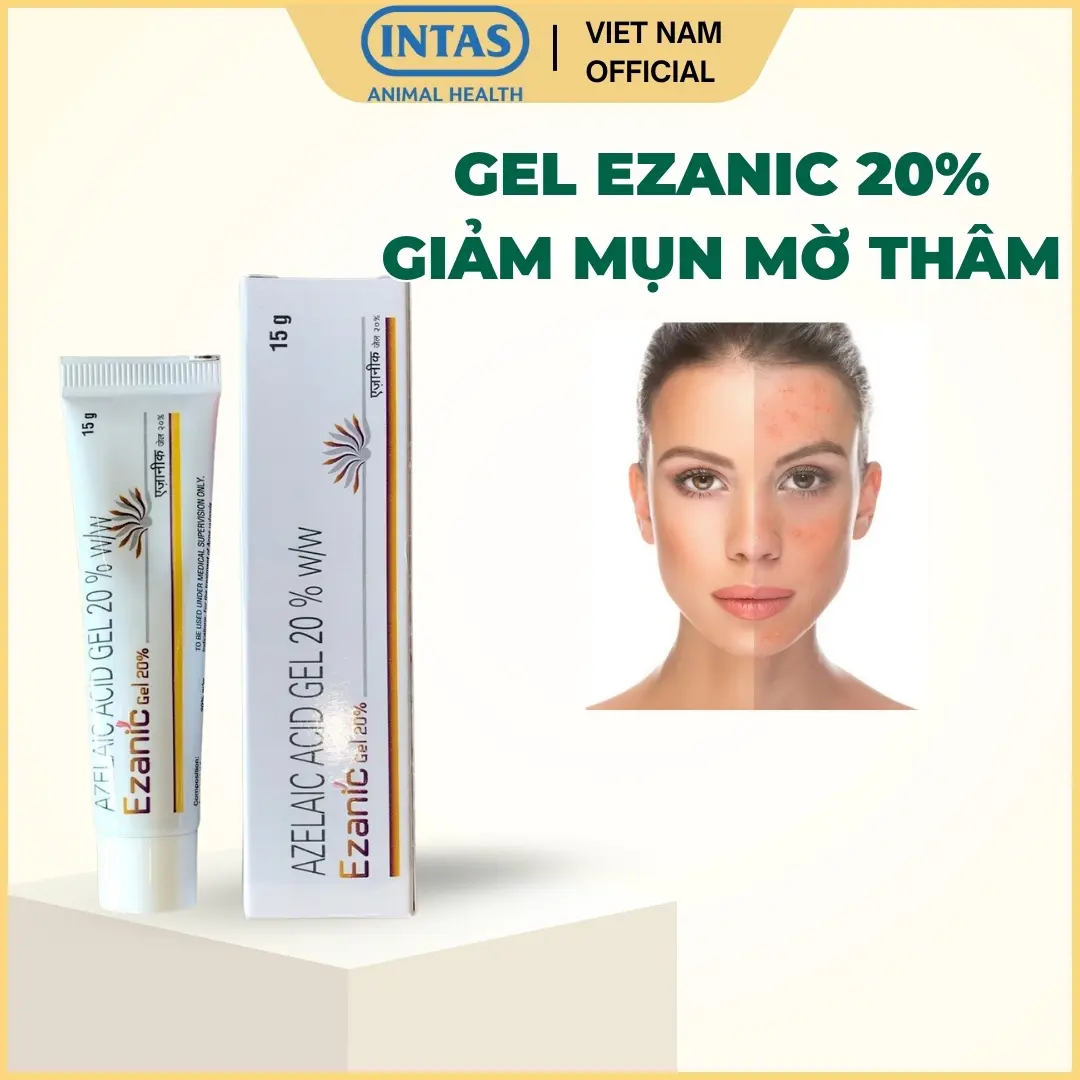 Gel bôi mụn Ezanic 20% Azelaic acid Ấn Độ giúp da mặt giảm mụn trứng cá, mụn viêm, giảm thâm đỏ, mờ thâm nhanh, Skincare