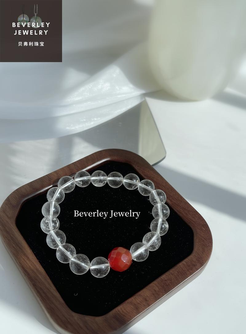 Product Introduction of Beverley Jewelry-Natural white crystal bracelet, raw stone, magnetic field purification, good fortune, simple, high-end, light luxury, niche, for gift, for bestie. agate crystal  bracelet 15