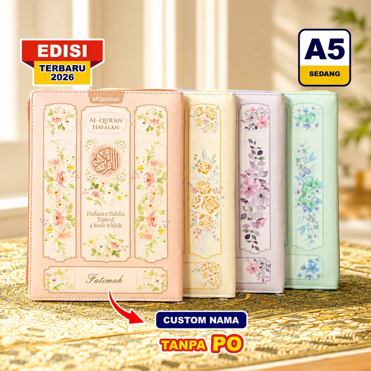 (Bisa Custom Nama) Alquran Hafazan Tahfiz Tajwid 4 Kode A5 Jaket Series Dilengkapi Transliterasi Latin
