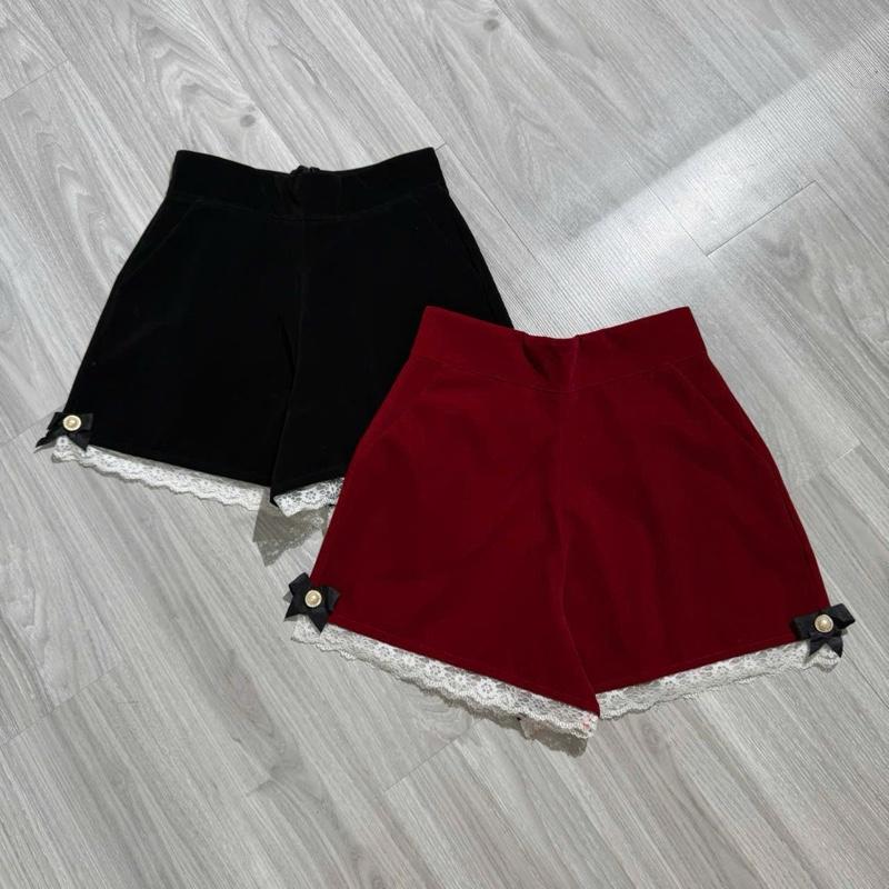 Quần váy xoè xếp ly lưng cao phối ren mẫu mới Nữ Trắng Đen 6
