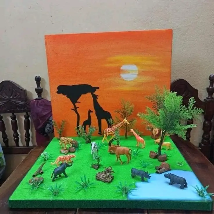 prakarya maket habitat diorama kebun binatang aquarium 30x30 3
