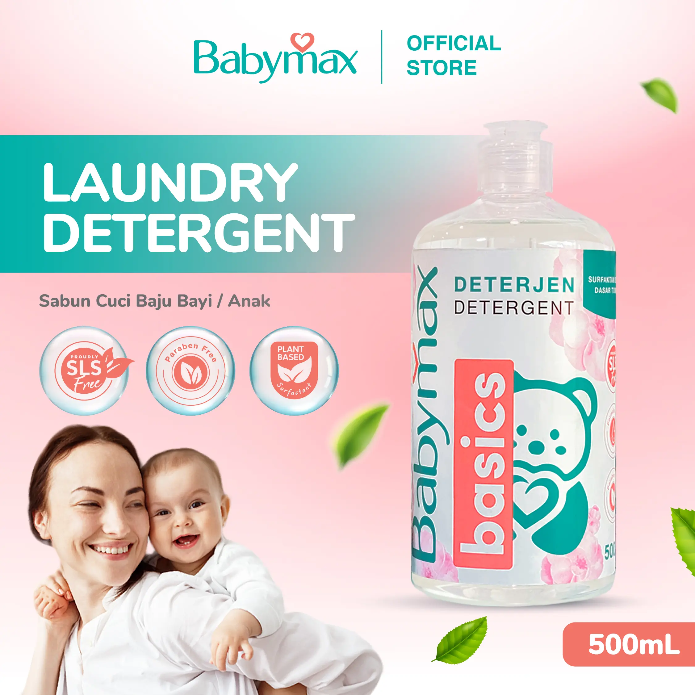 Babymax BASICS Detergent 500mL  - Deterjen Bayi - Baby Detergent - SLS Free - Natural, Surfaktan Berbahan Dasar Tumbuhan