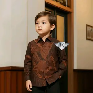 Baju batik anak cowok motif Mahogany bahan katun premium elegan keren trend masa kini