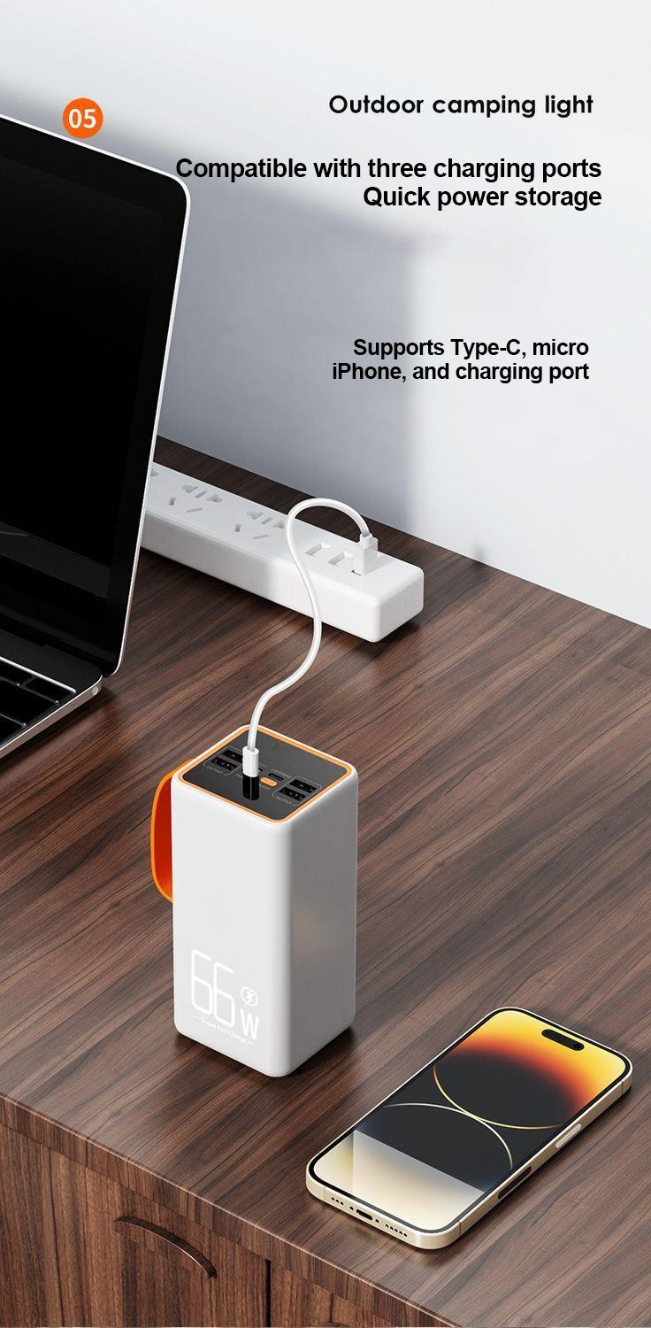 Product Introduction of powerbank ip  60000mAh ori 66W Super Fast Charging dengan LED Display dan 3 Port Keluaran USB  4 Hitam Charger Powerbank Jam Plastik Putih lightning usb 3.0 power bank 60000 original 20