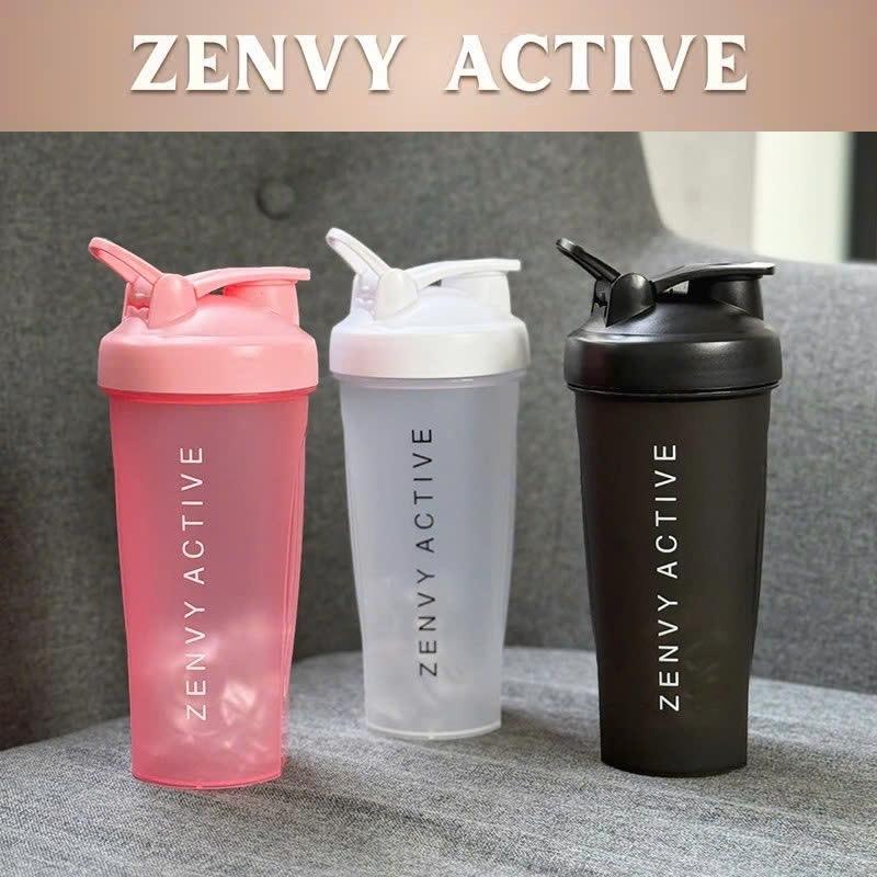 Bình Lắc Thể Thao ZENVY ACTIVE 600ml, Nhựa PP5, Chia Vạch Nước, Tặng Kèm Con Lắc Lò Xo, Quai Xách Tiện Lợi ZVB-003