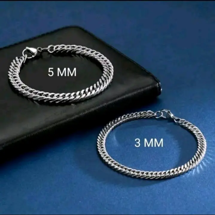 GELANG TANGAN PRIA DAN WANITA RANTAI SILVER STAINLESS STEEL ANTI PUDAR DAN TIDAK LUNTUR 4
