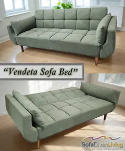 Sofa Bed Vendeta Minimalis – Sofa Lipat Sofabed Multifungsi Kaki Retro Kain Corduroy