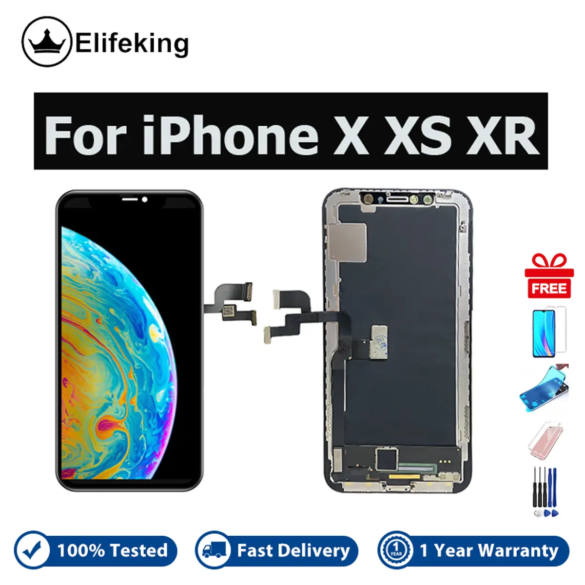 LCD, Lớp AAA+++, dành cho iPhone X, XS, XR, Màn hình hiển thị, Bộ kỹ thuật số, Thay thế, 100% đã thử nghiệm, Hoạt động tốt