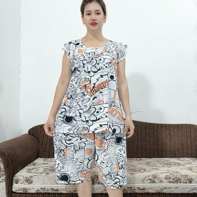 DH-03 . Đồ Bộ Tole Lanh . Bộ Quần Lững  Áo Tay Cánh Tiên Bigsize Từ 63-120 kg . Màu Sắc  Hoạ Tiết Đa Dạng