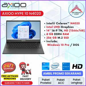 AXIOO HYPE 10 Intel N4020 RAM 8GB SSD 256GB Windows 11 14" HD - Laptop Sekolah