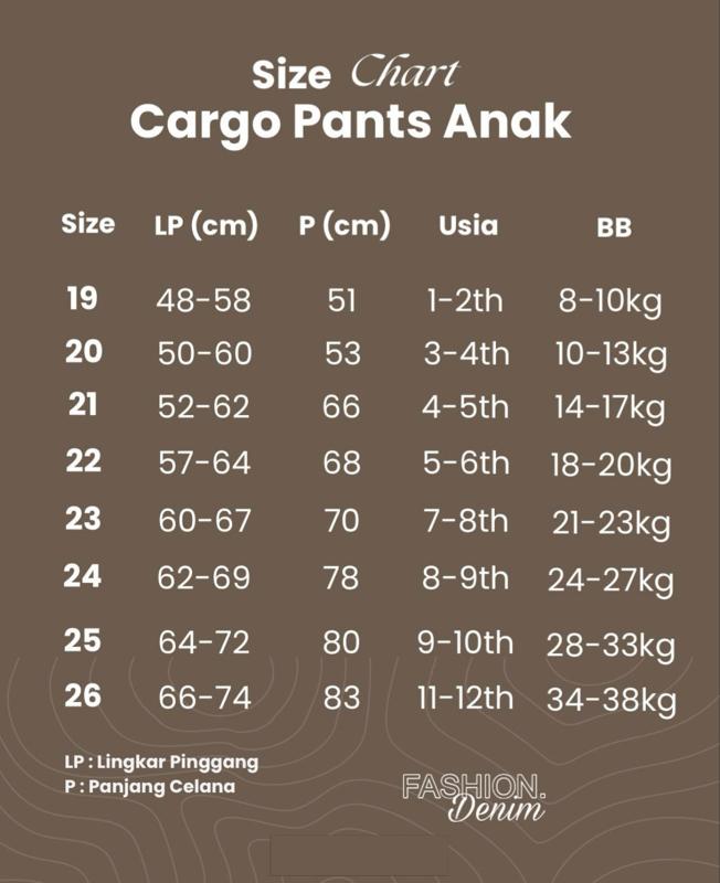 Celana Panjang Anak Laki-Laki Model Cargo Umur 1-12 Tahun Combed Stretch Melar
