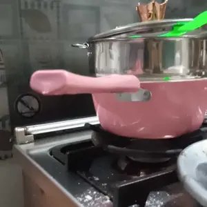 Panci Mpasi Steamer Full Set 22Cm Panci Masak Tahan Lengket Panci Multifungsi 3in1 dan 4in1 Alat Dapur Kaca Pink Aluminium Kitchenware