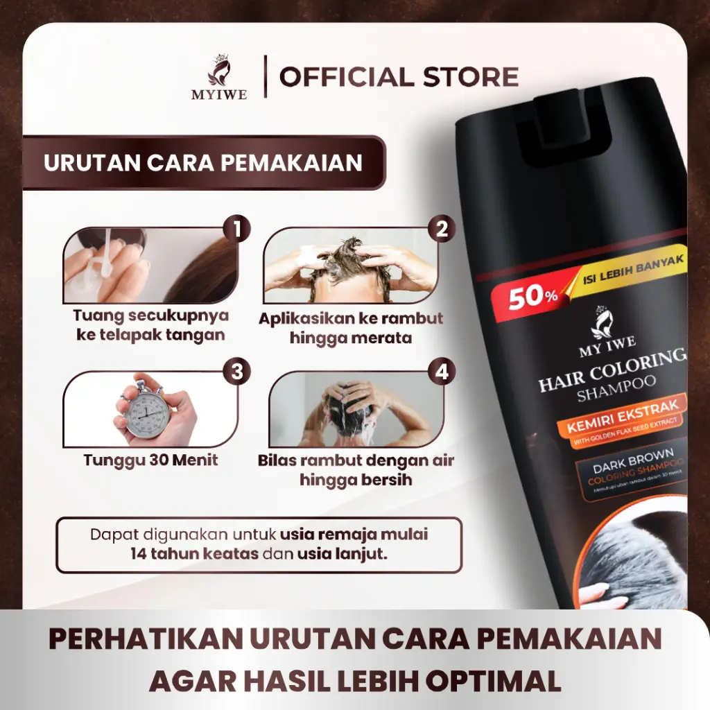 Shampo my iwe DARK BRWON penghitam rambut terlaris Brown Kering