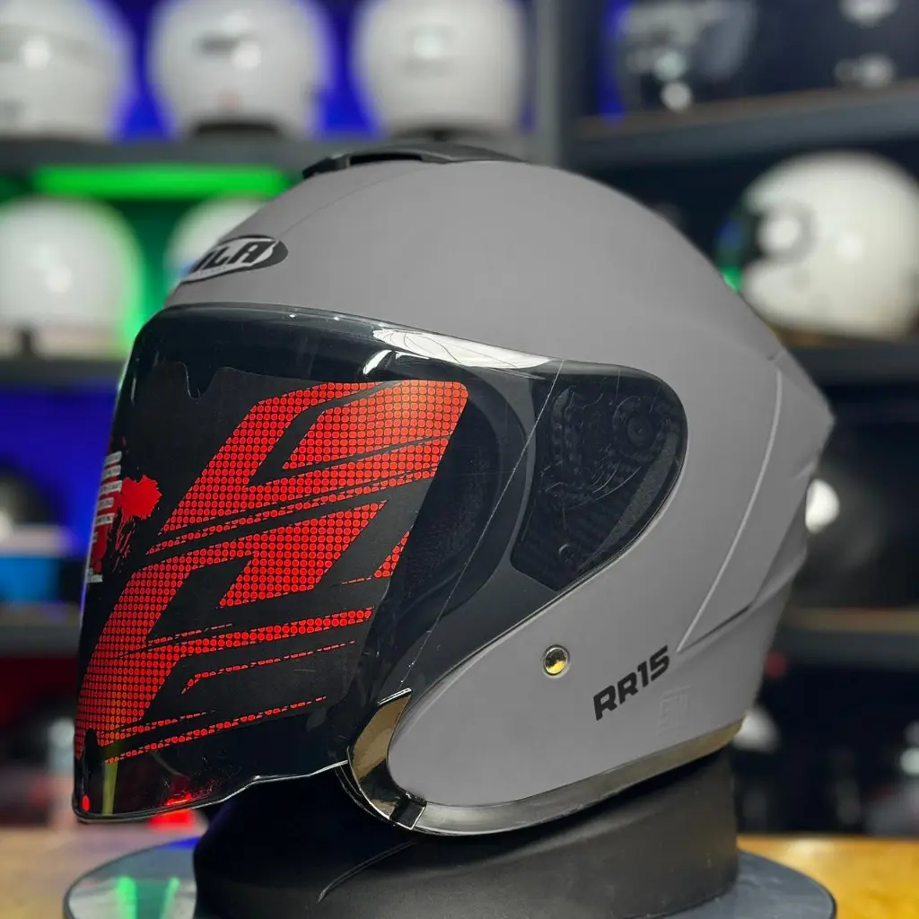 Helm Half Face Mla Kyroz II Solid Grey Dof Kaca Hitam/Helm Half Face Pria Wanita Dewasa SNI Motorcycle