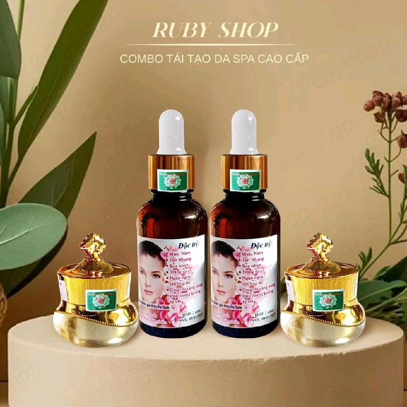 tặng nạ 2 combo tái tạo da spa bộ cao cấp trị mụn thâm nám tàn nhang kèm bông Gòn