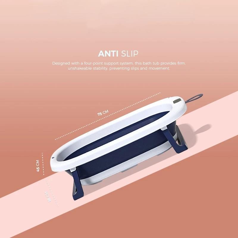 ⚡SUBSIDI 80%⚡ APEXGLOW Bak Mandi Bayi Lipat Portable Dengan Pengukur Suhu & Bantal Mandi Foldable Baby Bath Tub Anti Slip Anti Tenggelam Baby Bath Helper 4