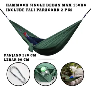 Hammock Single Ayunan Gantung UK 90x220 Ayunan Motif Polos Terbaru -JC-1 Camping Outdoor