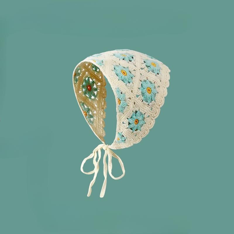 Product Introduction of Fashion Sweet hand -woven flower -shaped women's headscarf 7