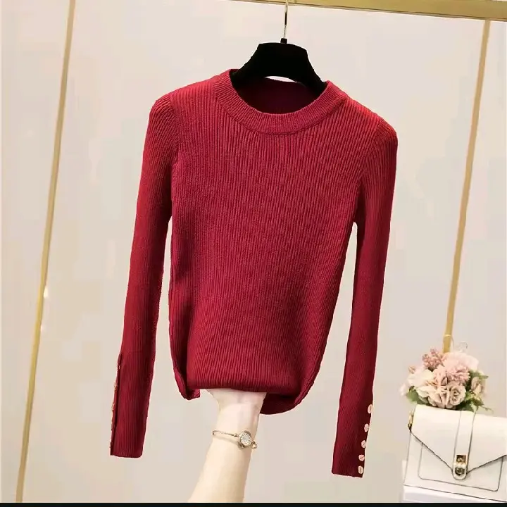 SWEATER BAJU RAJUT INNER MANSET WANITA inara motif kancing turtleneck korean style Atasan Wanita Knitwear Soft Panjang 3