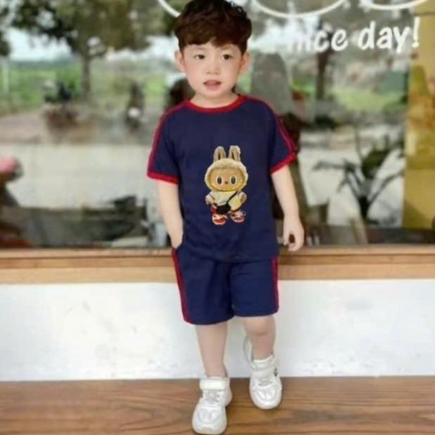 Sét bộ cộc tay chất cotton tisi in hình labubu cho bé trai từ 8-35kg (LD) 0