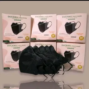 Masker Wajah Isi 50 Pcs Duckbill Hitam Putih Mix Bagus 3 Ply Lembut