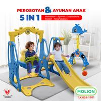 Gambar SPEEDS Perosotan Ayunan Set Karakter Mainan Seluncuran Anak Free Ring Basket 5 In 1 Playground Empuk LX001-1301 - 1301 BIRU 3in1 dari Calaryindo Kota Surabaya 1 Tokopedia