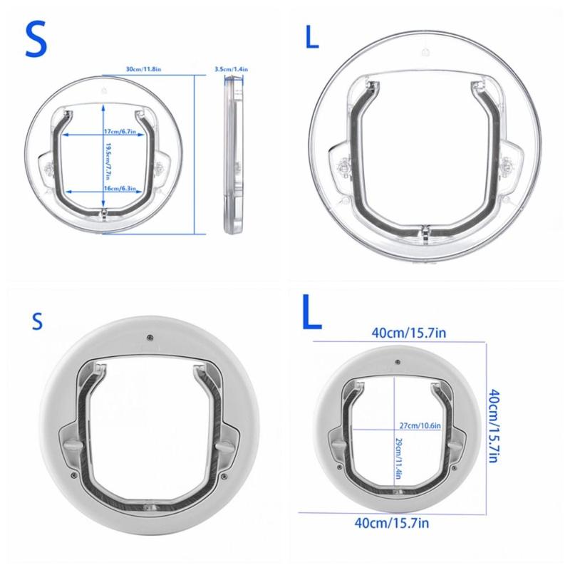 Small Pet Supplies Round Dog Cat Flap Door 4 Ways Lock Pets Dog Door Window Mute Opening Cat Interior Door Window Gate 2