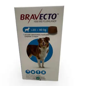BRAVECTO 1000 MG Fluralaner Obat Kutu Anjing 20-40 kg 90 Hari Chewable Tablet untuk Anjing Besar