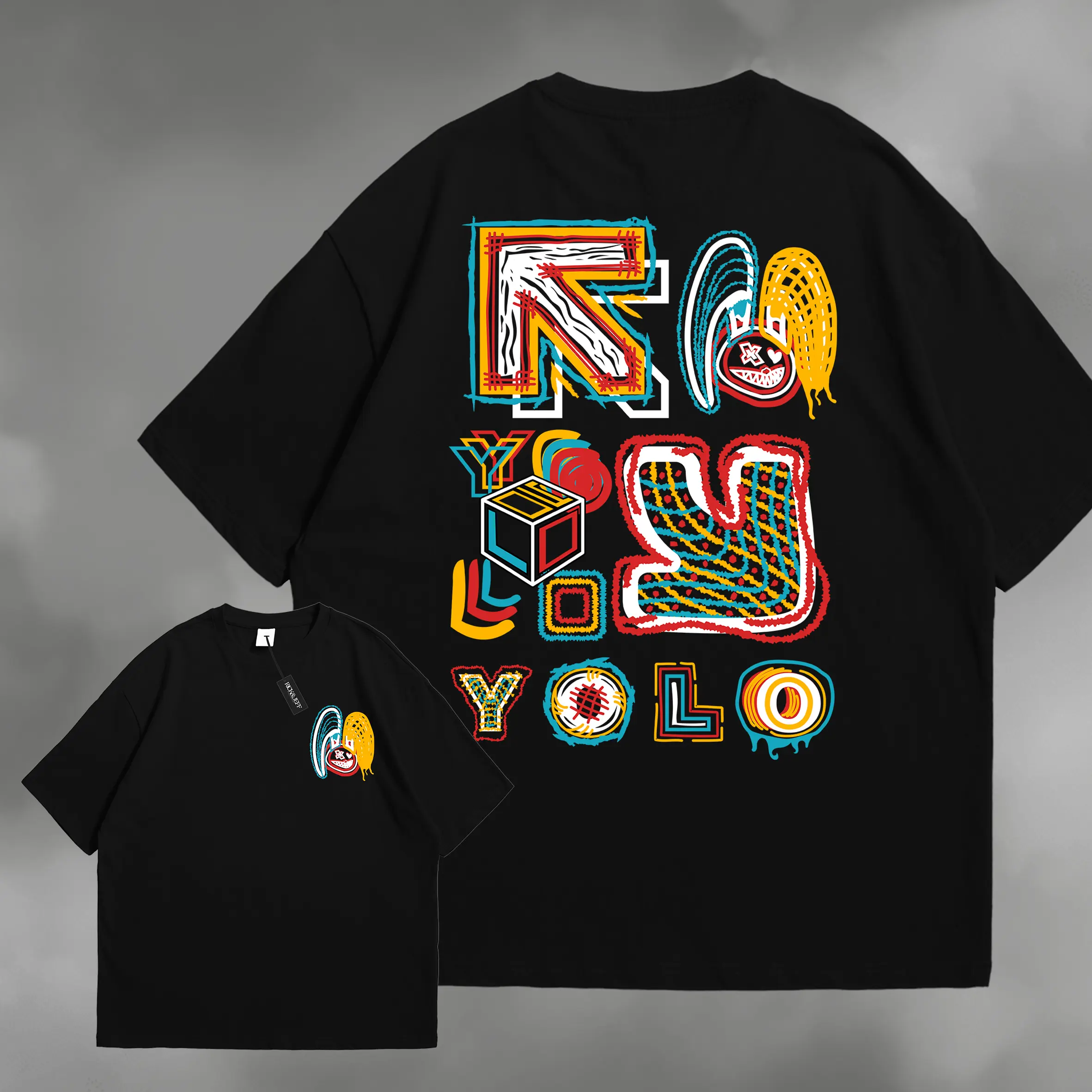 RICK&JEFF KAOS BAJU TSHIRT OVERSIZE YOLO UNISEX PRIA WANITA COMBED 24S GRAMASI 190 - 200