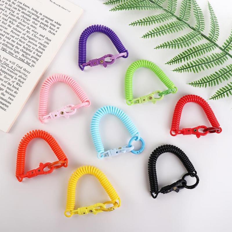 Phụ Kiện Dây Chuyền Chìa Khóa, Dây Coil Co Giãn, Co Giãn, Coil Có Thể Thu Vào, Giá Đỡ Dây Chuyền Chìa Khóa, Móc Chìa Khóa Còi, Móc Chìa Khóa, Móc Chìa Khóa, Móc Chìa Khóa Lò Xo, Thích Hợp Cho Hành Lý Và Thẻ Chìa Khóa ID, Vòng Tay, Móc Chìa Khóa Lò Xo Wome 4
