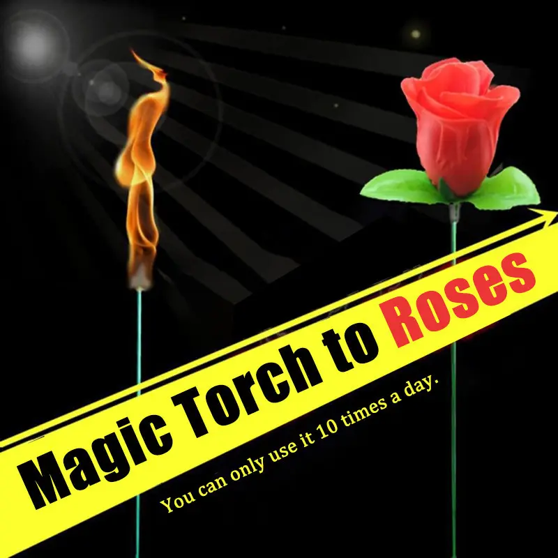 Festival Fun Torch to Flower Torch to Rose Fire Magic Trick Flame Appearing flower professional magician illusion props