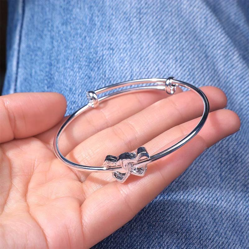 Vòng Tay Thép Không Gỉ Cho Nữ, Cổ Điển, Đơn Giản, Tinh Tế, Retro, Trái Tim Đôi, Trang Sức Thời Trang, Phong Cách Hàn Quốc, Khóa 7