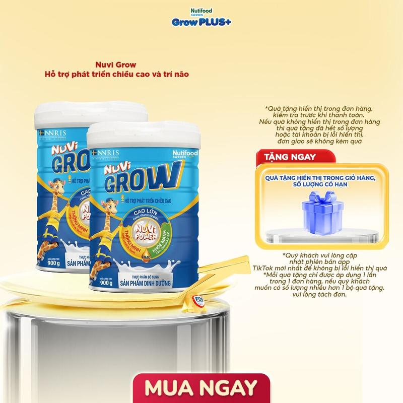 Combo 2 Sữa Bột Nuvi Grow - Phát triển chiều cao (Lon 900g)- Link chính