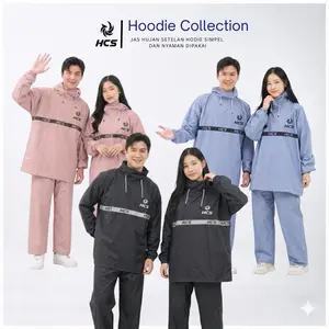 HCS JAS HUJAN HODIE Mantel Setelan Terbaik Anti Rembes Bahan PVC 0,25 Elastis & Tahan Lama untuk Pria Wanita