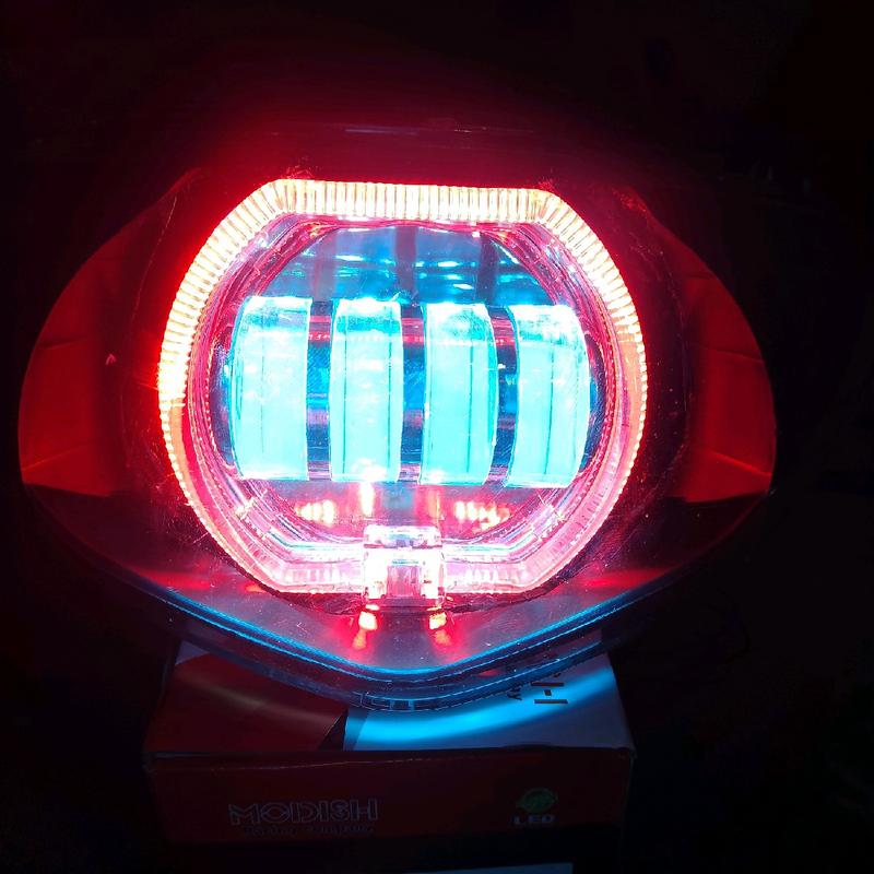 lampu depan set beat karbu kastem daymeker biled 4 lensa 0