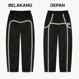 Celana Panjang  Dewasa  Hitam bagypant tracpants Blessings Reflektif Nyala Hurung Celana Pria wanita
