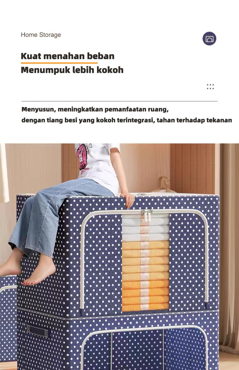 Kotak penyimpanan oxford Bedroom storage box  Pakaian organizer Jumbo Tempat Penyimpanan Multifungsi mainan box storge Bedroom Garments Storage Kotak Simpanan dengan Bingkai Baja Kotak Simpanan Anti Air dan Anti Kelembaban organizer box storage