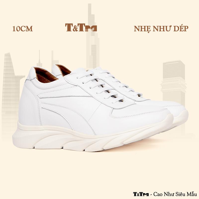 [10CM] Giày Cao Nam T&Tra T228 Trắng - Nhẹ Hơn và Ít Dốc Hơn